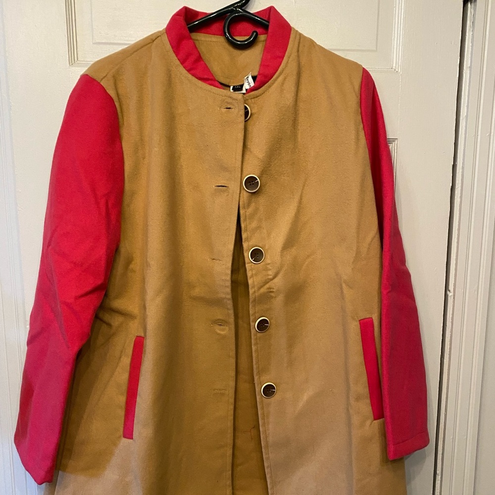 Tan and pink coat